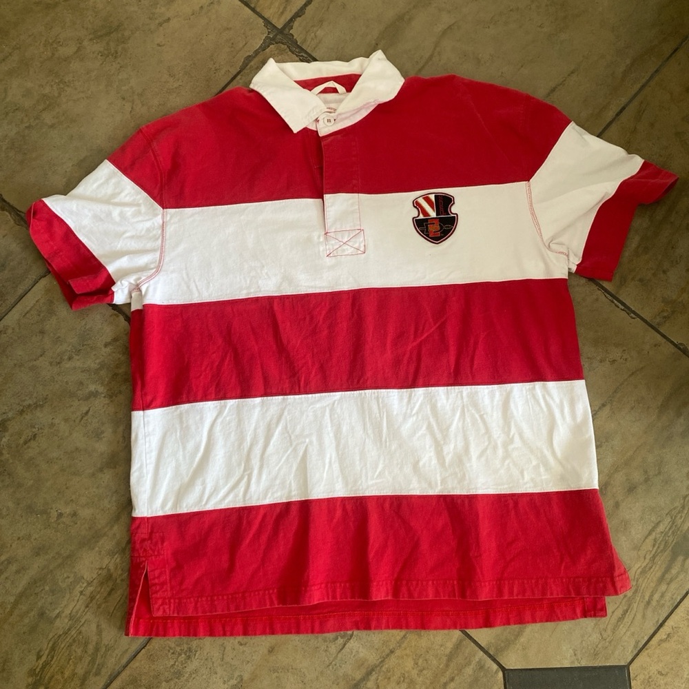 San Diego State University Red & White Striped SDSU Rugby Polo Shirt Size XL